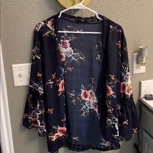 Navy and floral kimono